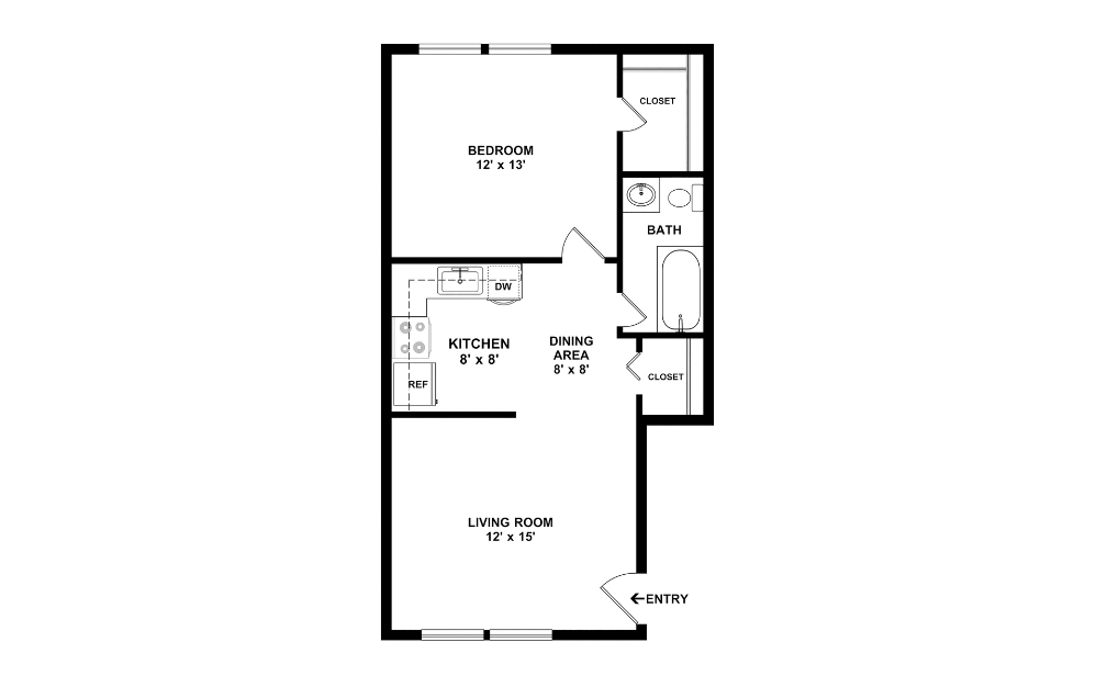 Glassboro Terrace 1 bed 1 bath floorplan